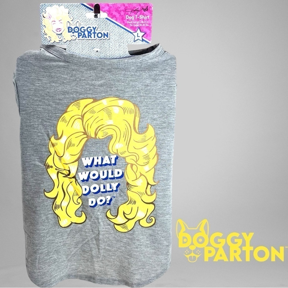 Doggy Parton What Would Dolly Do? T Shirt Gray - Picture 4 of 11